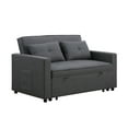 thumbnail image 3 of 56" Linen Sleeper Loveseat with Side Pocket / Convert for Sleep, Keep Essentials Handy, 3 of 6