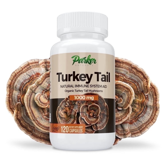 Parker Naturals Turkey Tail Mushroom Supplement 1000mg, for Immune System Health Support, 120 Capsules