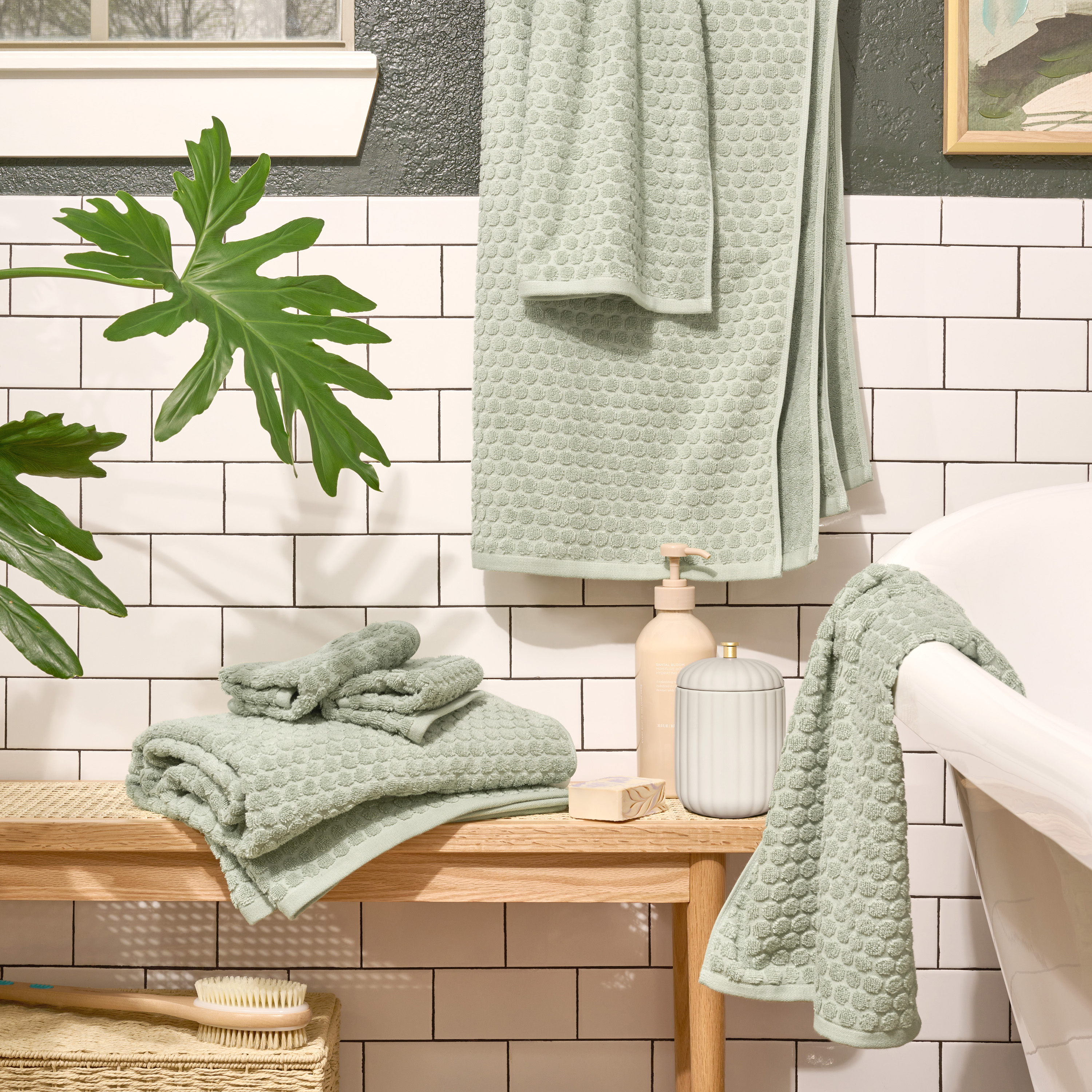 Beautiful by Drew Barrymore 6-Piece Bath Towel Set, Sage photo 2