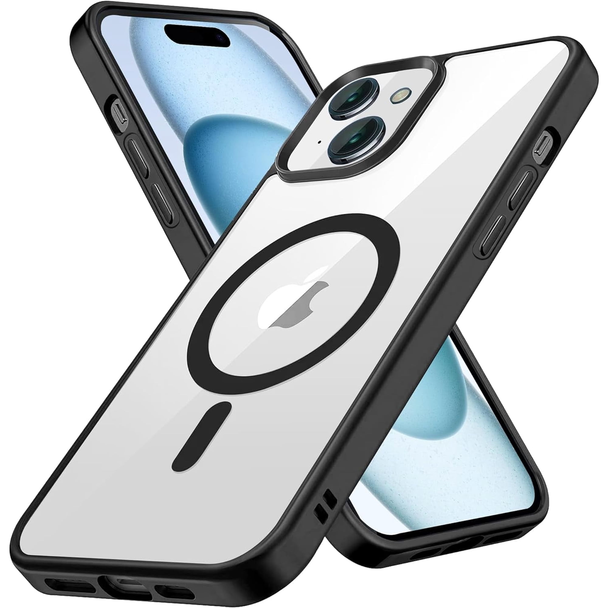 Entronix Magnetic Clear Case Compatible with iPhone 14 Plus, Soft Edges Transparent Cover, Black