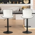 thumbnail image 4 of Kidol & Shellder White Leather Bar Stools Set of 2 Soft Swivel Counter Stools, 4 of 7