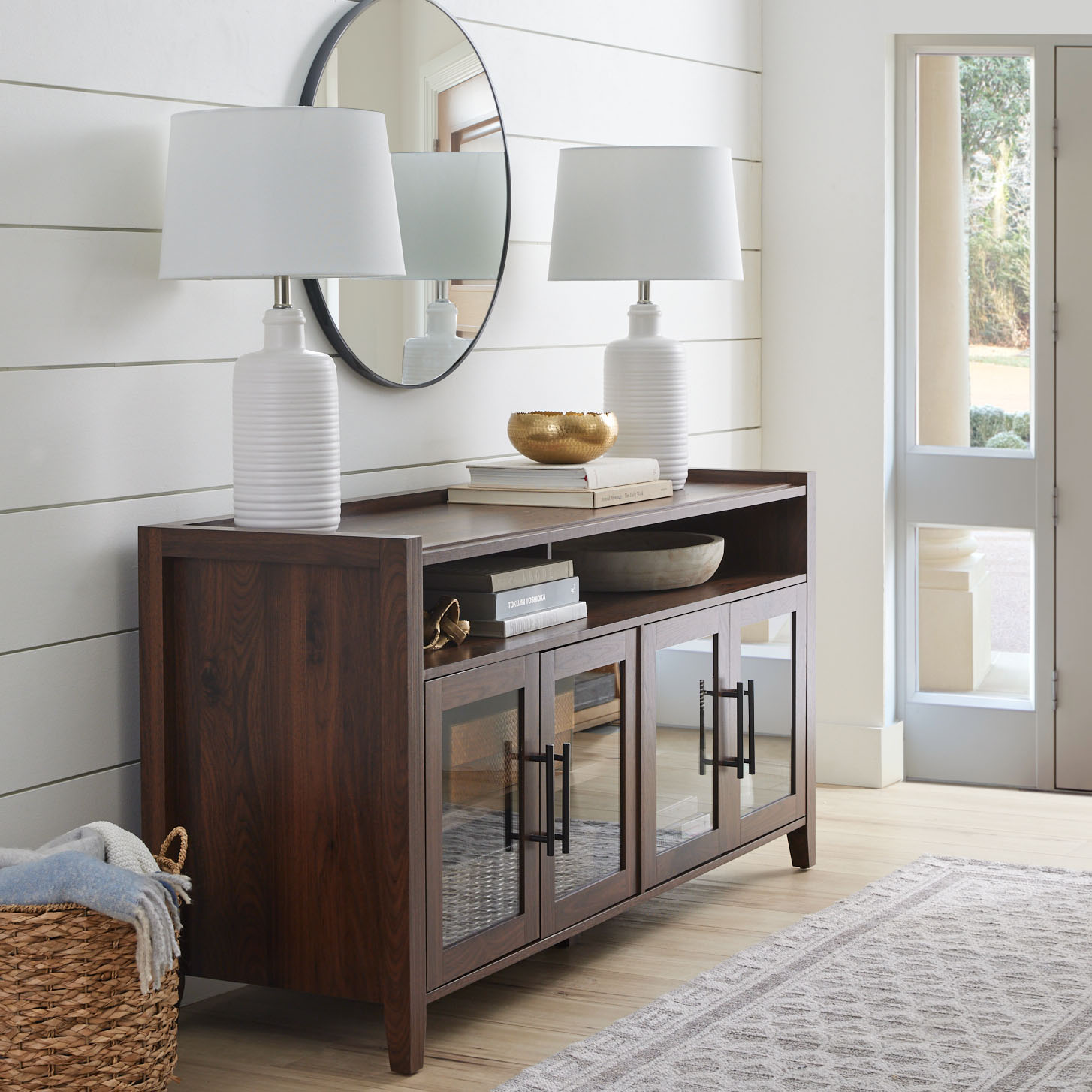 Better Homes & Gardens Refined Farmhouse TV Stand, Walnut photo 4