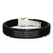 amangny Unique Pharmacist Black Glidelock Clasp Bracelet, Pharmacist. Because Classy Sassy and a Bit, Unique for Coworkers, Holiday