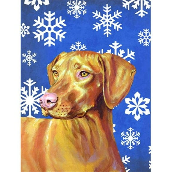 11 x 15 in. Vizsla Winter Snowflakes Holiday Garden Size Flag