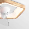 thumbnail image 2 of FSLiving No Wiring Needed Nature Wood Ceiling Fan Light by Remote Control, Full-Spectrum Semi Flush Mount Light, 15ft Plug-in Cord 6-Speed Low Profile Dimmable Controller for Kid's Rooms Kitchen, 2 of 8
