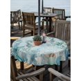 thumbnail image 2 of Outdoor Tablecloth with Umbrella Hole for Patio/Picnic/Party/Camping, Coastal Seahorse Waterproof Table Cloth Round Cover Washable, Summer Green Eucalyptus Leaves Coral (Dia 54"), 2 of 8