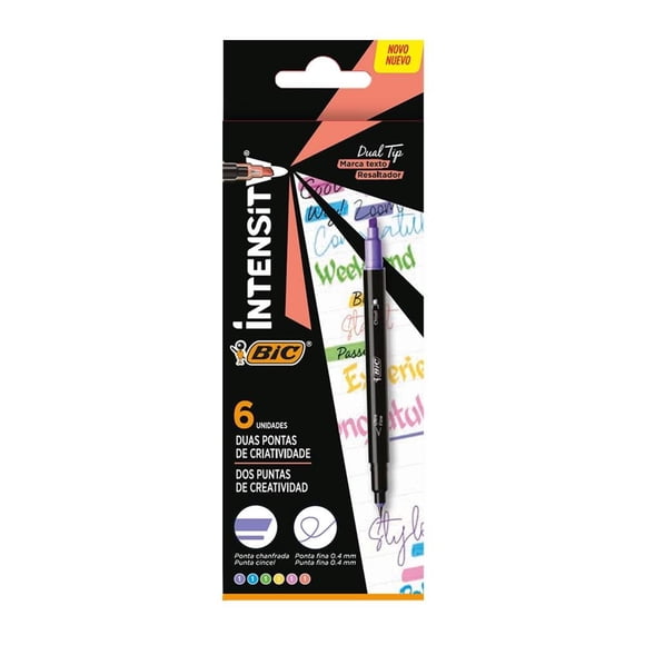 Resaltador Bic Intensity Marcatextos Duo Pastel 6 Piezas