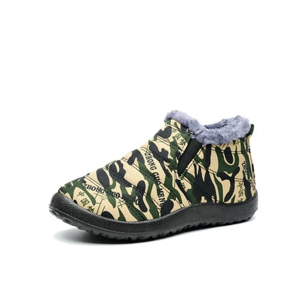 

Eloshman Mens Warm Loafers Slip-ons Casual Shoe Comfort Walking Shoes Cold Weather Waterproof Non-slip Sneakers Slip Resistant Flats Green 8