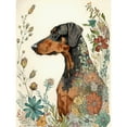 thumbnail image 1 of Doberman Dog with Spring Flowers Colourful Watercolour Illustration Large Wall Art Poster Print Thick Paper 18X24 Inch, 1 of 5