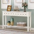 thumbnail image 2 of Buffet Cabinet Sideboard Console Table for Entryway, Kitchen Storage Cabinet with 4 Drawers, Bottom Shelf, Home Furniture Console Table, Upgrade Solid Wood Frame & Legs,60"x11"x34", Q15517, 2 of 12