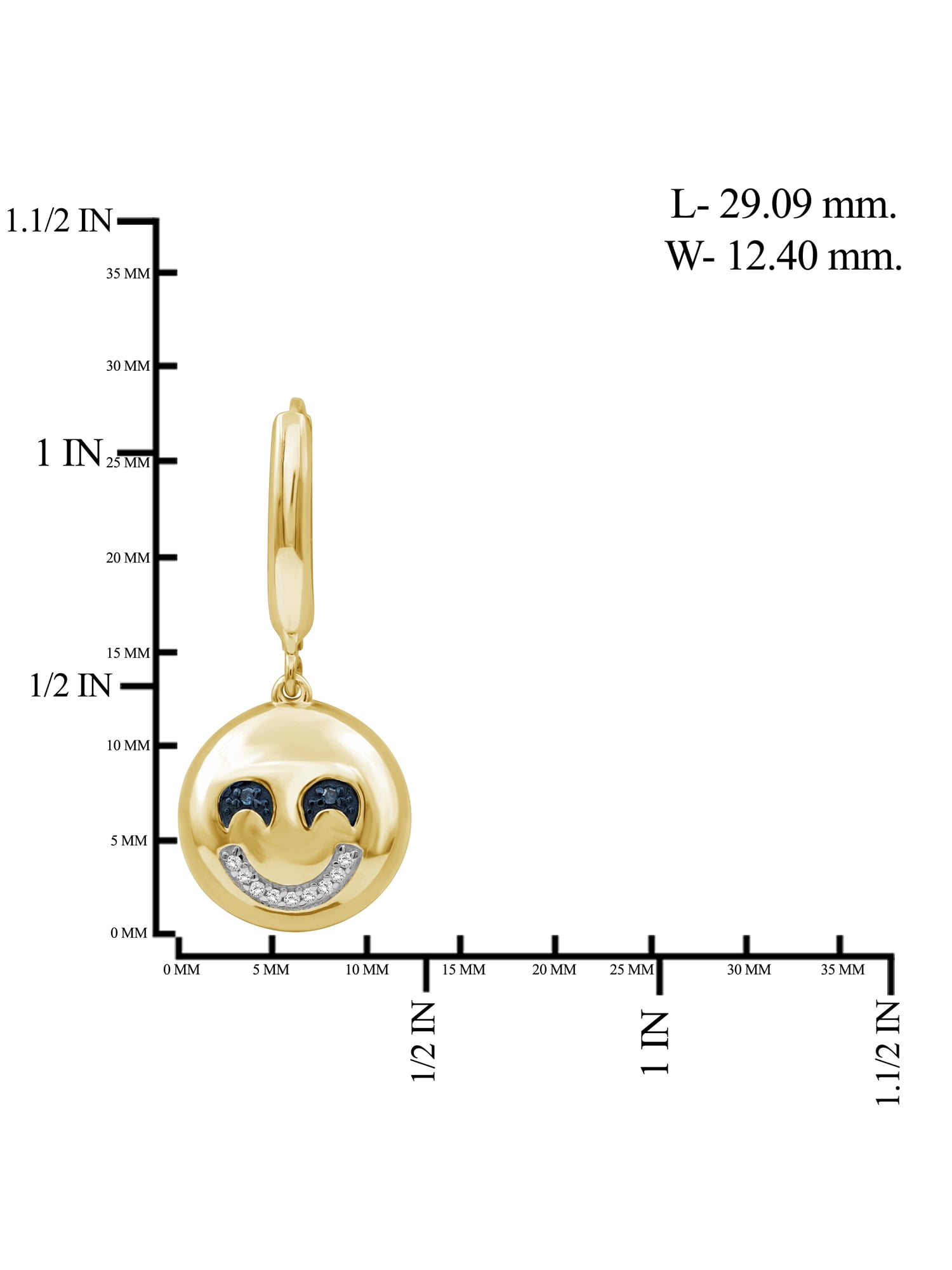 JewelersClub Accent Blue And White Diamond 14K Gold Over Silver Emoji Earrings