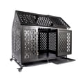 thumbnail image 7 of Createshao Heavy Duty Dog Crate Dog Cage, 45 inch Indestructible Metal Dog Kennel Lockable for Medium Large Dogs with Sturdy Door Lock and Removable Trays, Roof Top Access (Black with one Doors), 7 of 7