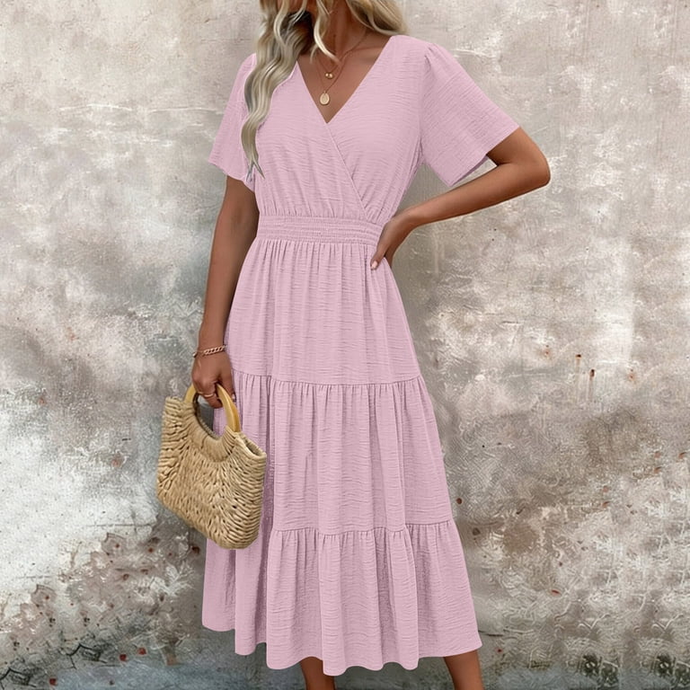 light pink vacation dress SHEIN Belle Light Pink Mesh Romantic Vacation Dress