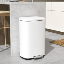 YRLLENSDAN 13 Gallon Kitchen Trash Can with Lid, Bathroom Stainless Steel Trash Can with Foot Pedal and Plastic Inner Bucket Garbage Can Soft Close Dustbin Small Trash Bin for Bedroom Office