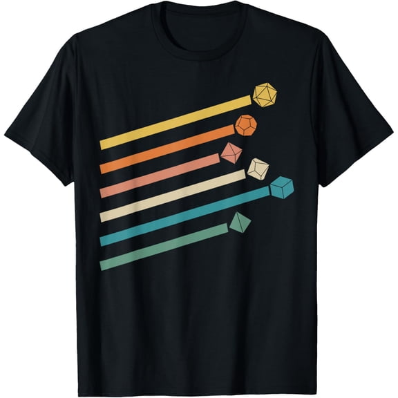 t-shirt Vintage Minimalist Geeky Polyhedral Falling Retro Rainbow T-Shirt mens,black,women,funny,journey,Crew Neck, Short Sleeve,custom clothing patterns.gift
