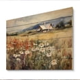 thumbnail image 2 of Designart "Meadow at the Farm in Green and White I" Floral Print on Natural Pine Wood, 2 of 5