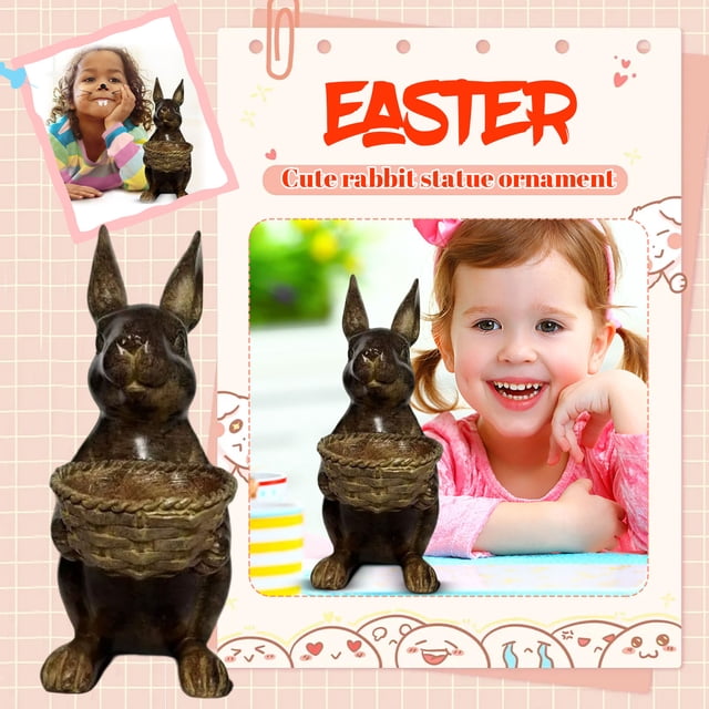 Easter Bunny Figurine Ornament for Spring Holiday Tabletop Centerpiece Seasonal Atmosphere Resin Rabbit Sculpture Home Decor Party Decorations