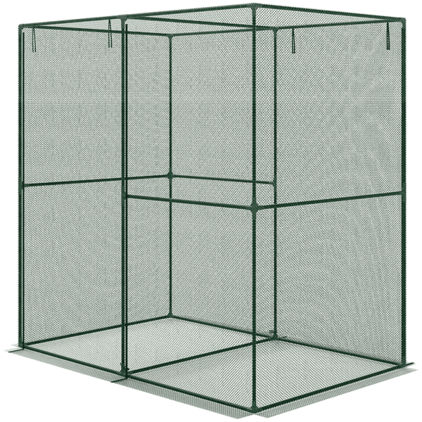 Green Crop Cage Plant Protector, Steel & HDPE Frame, Zippered Walk-in Door, Windproof Level 4 for Vegetables & Crops