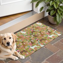 Cute Boxer Dog and Flowers Florals Door Rugs,Washable Non Slip Door Mats Indoor,Decorative Door Mats,Entry Mat Indoor for Entrance,Bedroom,Kitchen,Bathroom,16"x24"