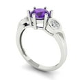 thumbnail image 2 of 1.72 ct Round Cut Natural Amethyst Three-Stone Engagement Ring for Women in 18K White Gold, 2 of 5