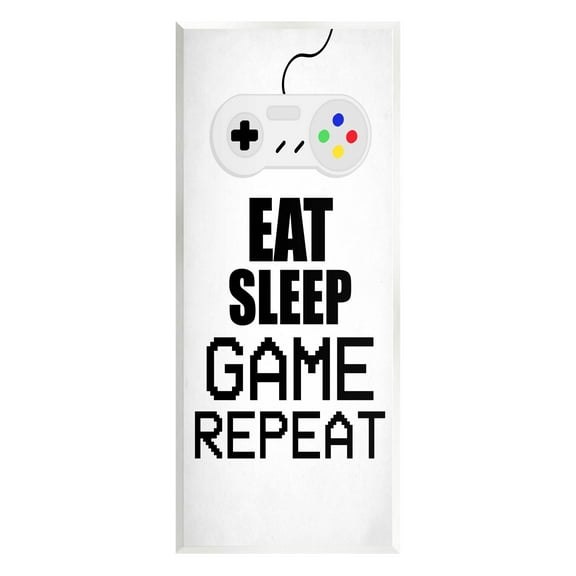 Stupell Industries Eat Sleep Game Repeat Controller Graphic Art Unframed Art Print Wall Art, Design by Kim Allen