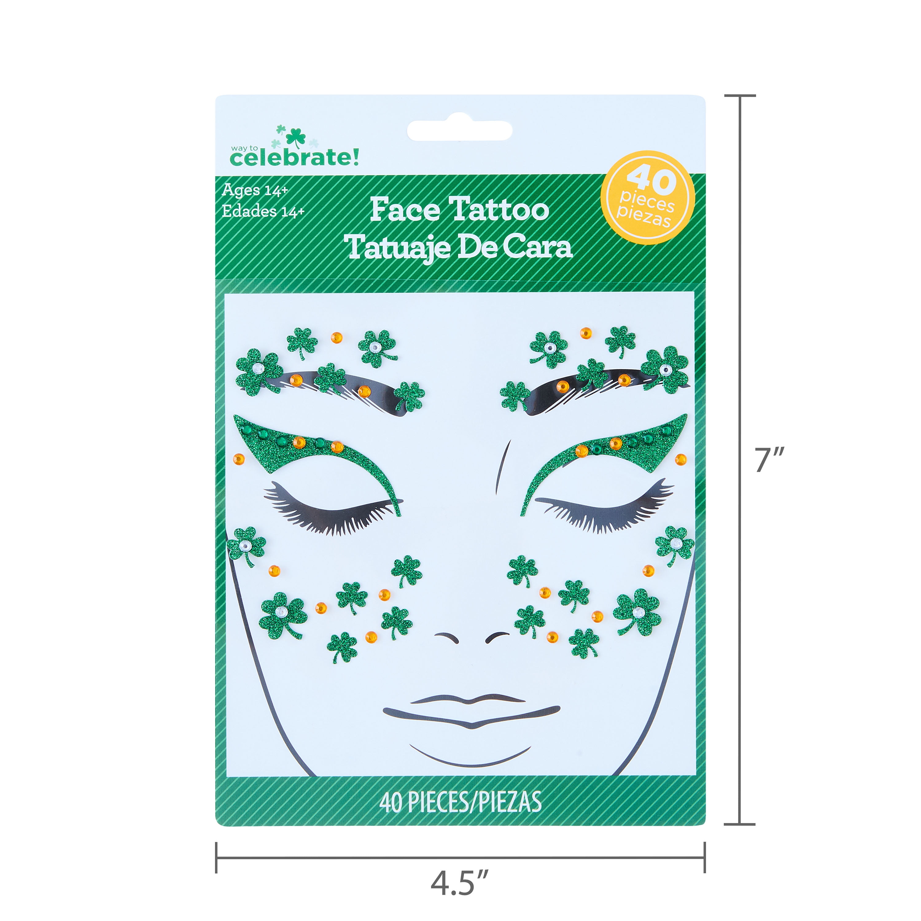 Temporary Face Tattoos, 40 Pieces, St. Patrick's Day by Way To Celebrate