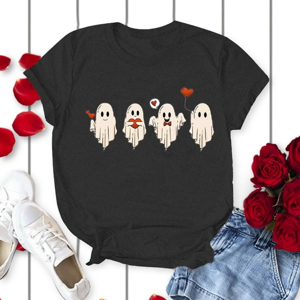 Gibobby Playera de Manga Corta Casual Suave Camisetas del dia San Valentin para las mujeres con estampado corazon casual manga corta cuello redondo
