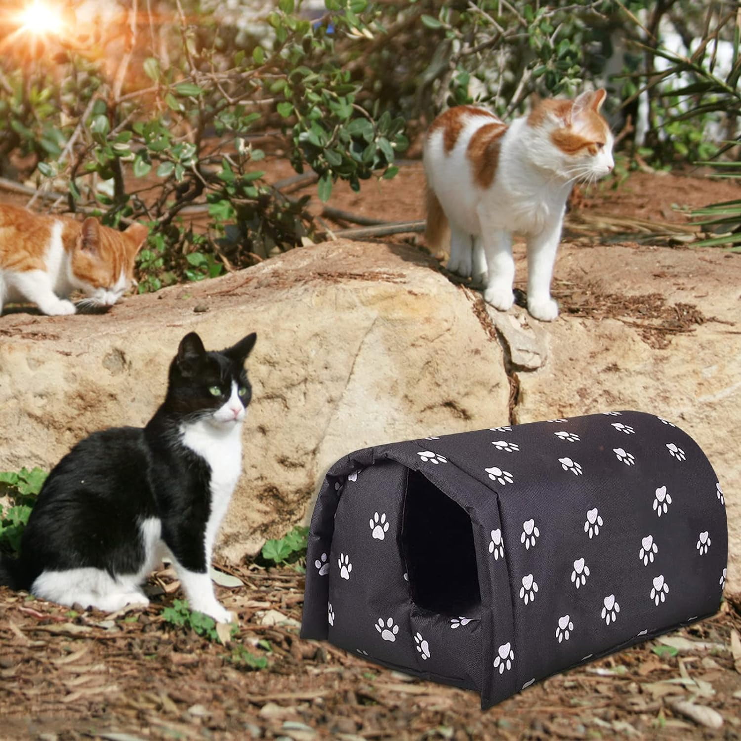 Feral Cat House Outdoor, Stray Warm Cats Shelter Weatherproof Outside Cat House Indoor Foldable, Outdoor Cat House for Winter Outside, 5.75'' x 17.72'' x 13.8