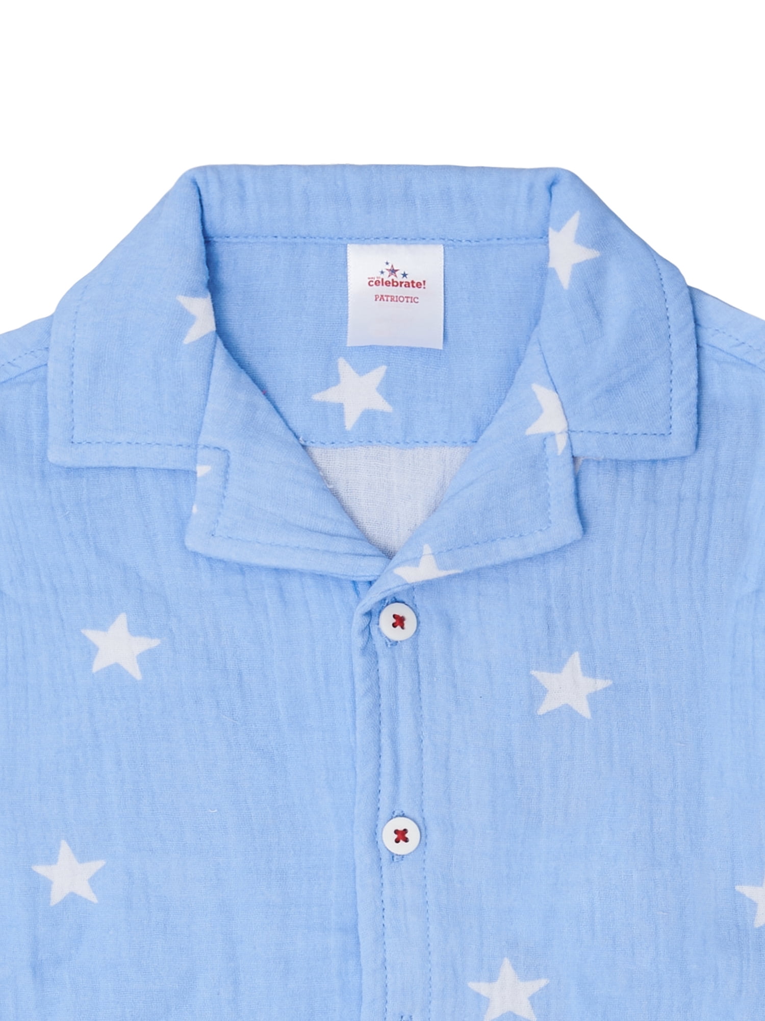 Way to Celebrate Toddler Boy Patriotic Americana Americana Shirt and Short Set, Sizes 12M-5T
