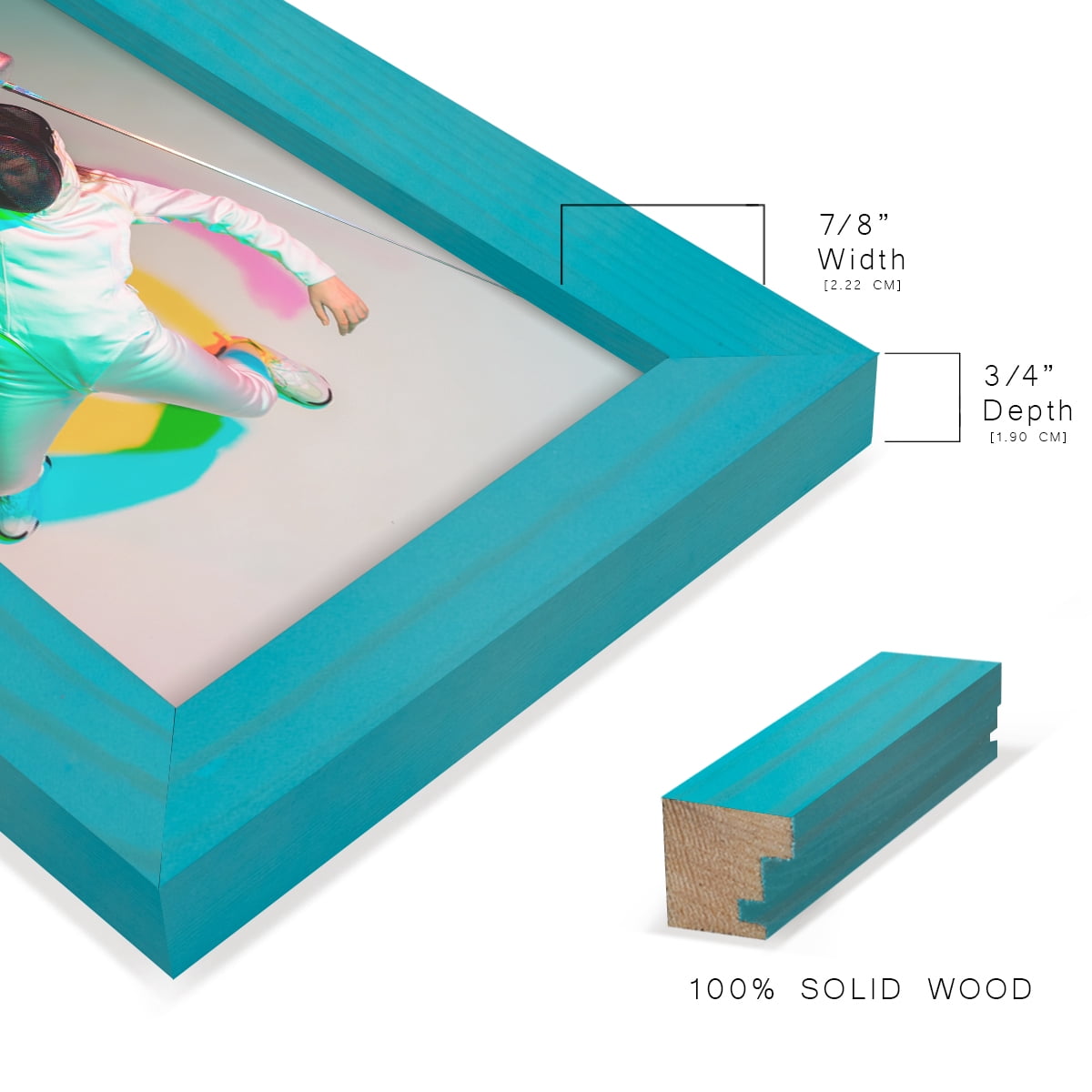 5x7 Wood Grain Picture Frame - Cyan