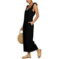 thumbnail image 6 of fartey Cotton Linen Jumpsuits for Women 2023 Breathable Sleeveless V Neck Pockets Overalls Relaxed Adjustable Strap Solid Color Rompers, 6 of 9