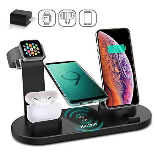 MOING Apple Wireless Charger Airpods Pro/2 3 in 1 18W Qi Charging Station/Stand/Dock Compatible with iPhone 12/11 Pro Series/XS Max/XR/X/8 Plus/SE Compatible for iWatch Apple Watch 6/5/4/3/2