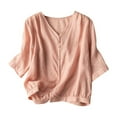 thumbnail image 5 of Summer Blouses for Women 2024 Trendy,Women's Plus Size Cotton Linen Casual Loose Tunic Top Breathable & Comfortable Boho Blouse,Shirts for Women(Size:L), 5 of 5