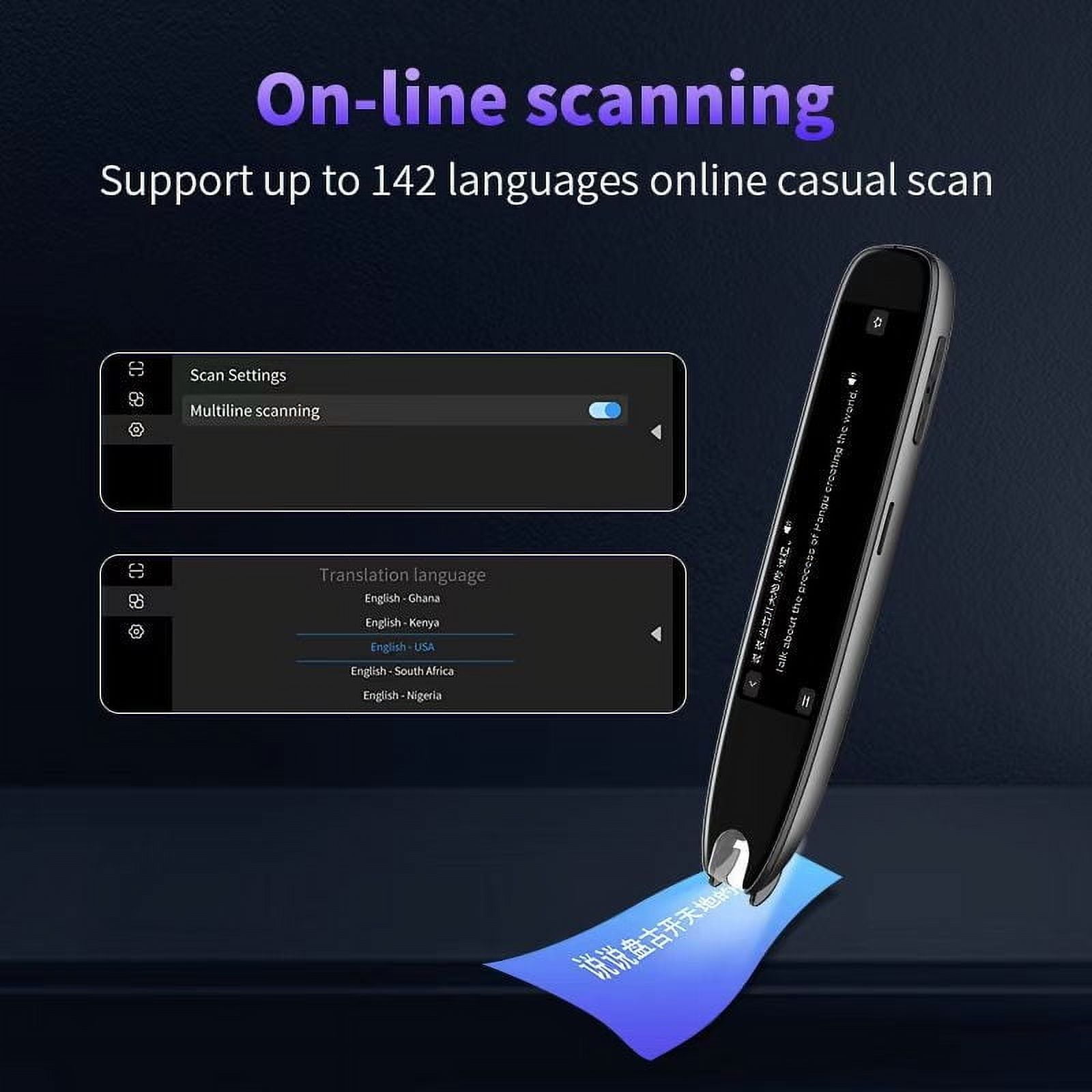 Scanning Translation Pen, Multi Functional Intelligent Translation Pen, Smart AI Scanning Pen, Multilingual Mastery At Your Fingertips Portable Scanning Translation Pen, HD Touchscreen