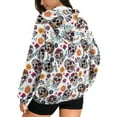 thumbnail image 2 of Renewold Skull Flower White Women's Oversized Sweatshirts Fleece Hoodies Casual Long Sleeve Sweaters Oversized Jackets Pullover Comfy Workout Clothes Athletic Clothing for Ladies Girls, XL, 2 of 7