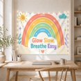 thumbnail image 5 of Glow Slow Rainbow Scene with Sun Cloud and Heart, Calming Illustration for Kids, Mindfulness Wall Decor, Back to School Gift, Tapestry Wall Hanging for Classroom and Playroom, 5 of 7