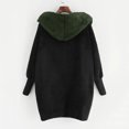thumbnail image 4 of tklpehg Winter Jackets For Women Winter Warm Plush Jackets Open Front Hooded Coat Overcoat Long Sleeve Fall Coat Solid Color Leisure Loose Outwear Green XXL, 4 of 5
