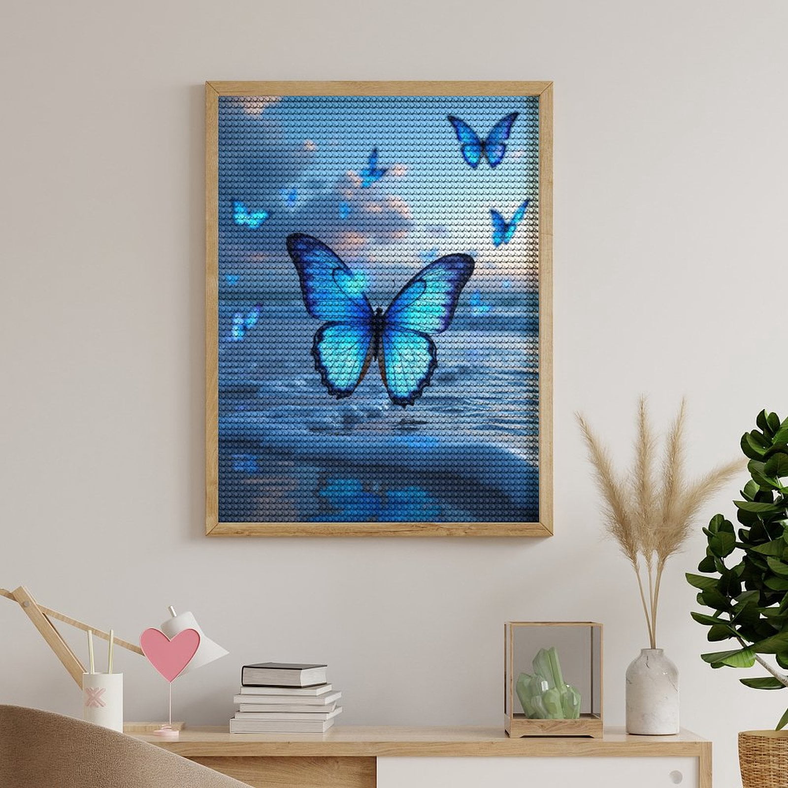Diamond Art Kit for Adults, Butterflies Fluttering Over Beach Waves Diamond Painting for Adults Beginners, 5D DIY Diamond Art Painting Kits, Colorful Diamond Painting Craft for Home Decor 12x16