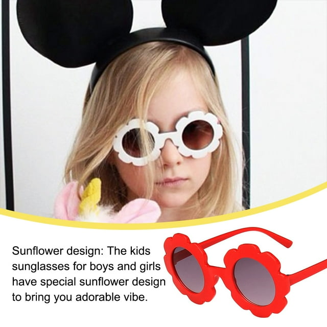 Lunettes Optiques Tournesol Lunettes de Soleil Adorables pour Enfants à la Mode Protection UV avec Monture Adaptée Port Facial Rouge Gris