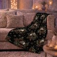 thumbnail image 6 of Woodland Opossums with Holly Berries Pine Sprigs and Snowflakes, Dark Holiday Animal Art, Black Botanical Motif Warm Flannel Blanket, Christmas Gift for Cabin Home Decor, 6 of 9