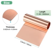 Uxcell Thin Copper Sheet Roll, 3500mm x 100mm x 0.05mm Pure Copper Metal Foil for Crafts