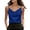 Blue, variant on Elegant Ruched Spaghetti Straps Shirts for Women V Neck Cami Work Tops Summer Sleeveless Undershirts for Blazer Jackets Pink M