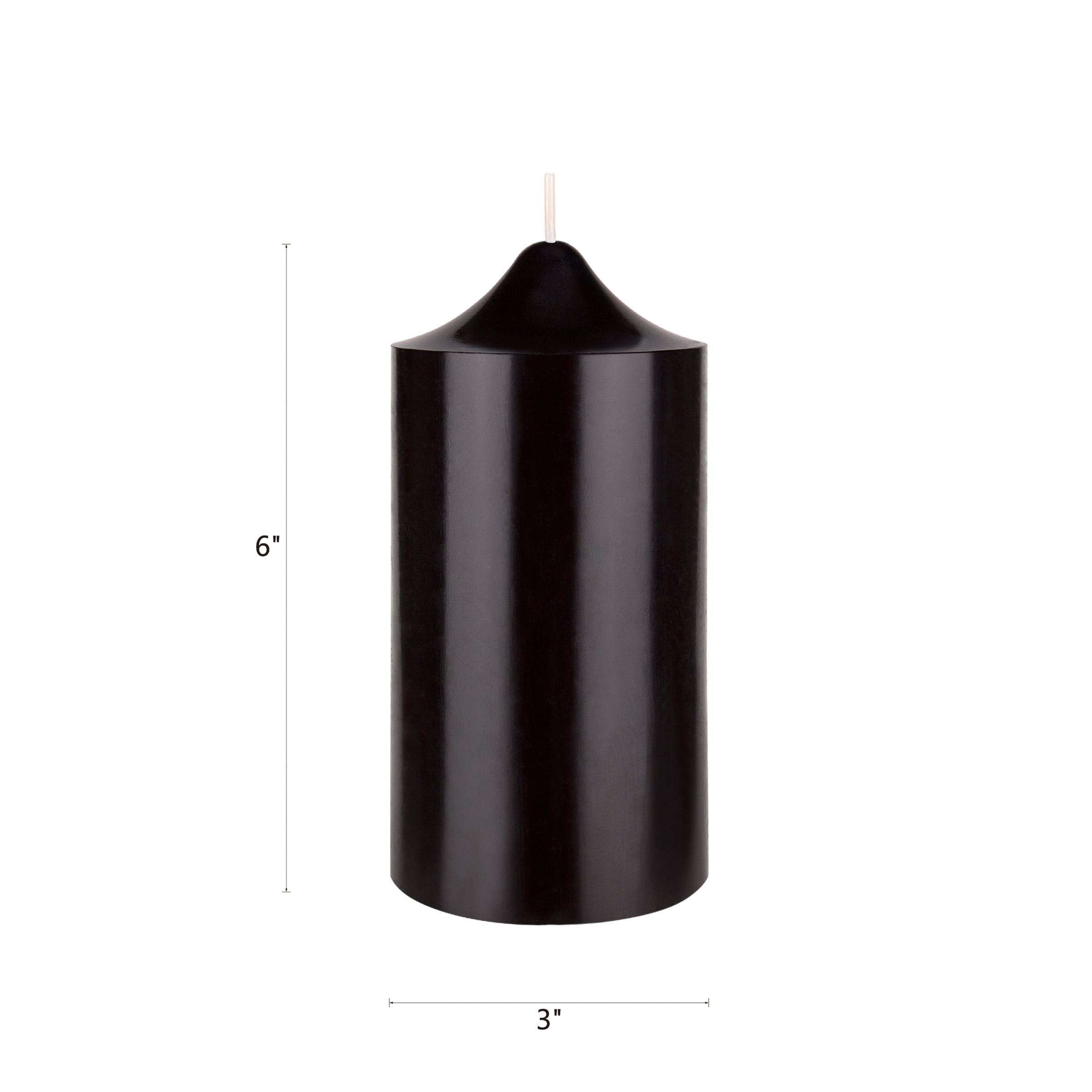 Mega Candles 1 pc Unscented Black Dome Top Round Pillar Candle, Hand Poured Premium Wax Candles 3 Inch x 6 Inch, Home Décor, Wedding Receptions, Baby Showers, Birthdays, Celebrations, Party & More