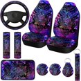 thumbnail image 1 of wonima02 10 Pcs Purple Colorful Owl Car Seat Covers Set Car Steering Wheel Cover Front Seat Belt Pads Armrest Pad Cup Holder Strap Car Decor Accessories for Vehicle Car SUV Truck, 1 of 1