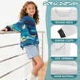 thumbnail image 6 of Xoenoiee Whale Waves Print Fall Sweatshirt for Girls, Oversized Drop Shoulder Pullover Long Sleeve Soft Fleece Crewneck Loose Top, 5-6 Years, 6 of 7