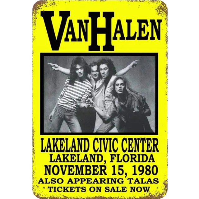 Placa Metal Vintage Banda Van Halen Pintura Hierro Rectangular Pared 30x40cm