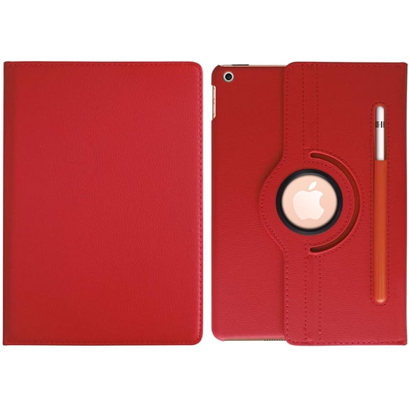 Golden Sheeps PU Leather 360 Rotating Case Compatible for iPad 9/8/7 Generation Case (2021/2020/2019) 10.2 inch Auto Sleep/Wake Folding Stand Smart Cover with a Viewing Stand-Red