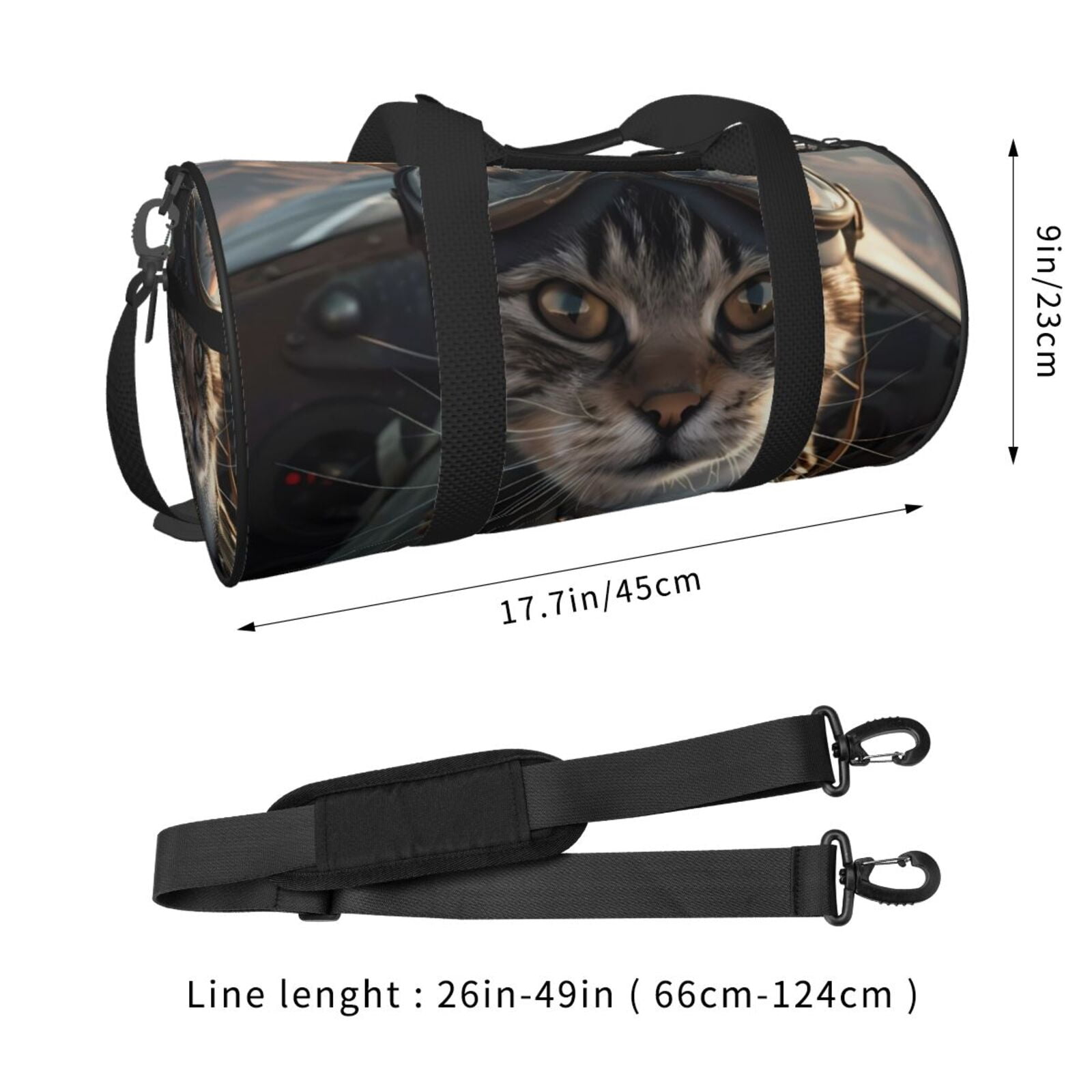 Vsdgher Pilot Cat In Vintage Plane 45L Foldable Duffel Bag, Sports Gym Bag,Overnight Bag, Portable Weekender Bag for Airplanes