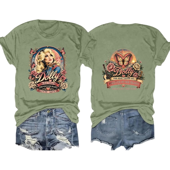 Vintage Dolly Tshirt Parton Memorial T-Shirt for Women Country Music Legend Retro Country Singer Graphic Tee Tops