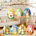 thumbnail image 2 of DefiDgd 12pcs Easter Wooden Hanging Ornaments,Easter Egg Shaped Bunny Painted Pendant Decorations for Spring Holidays Party Farmhouse Home, 2 of 6